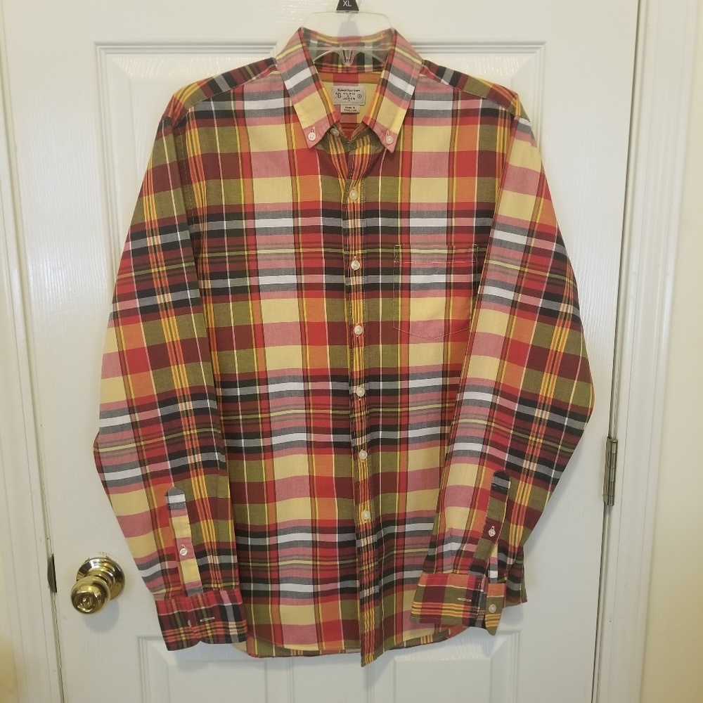 S JCrew mens plaid button up shirt